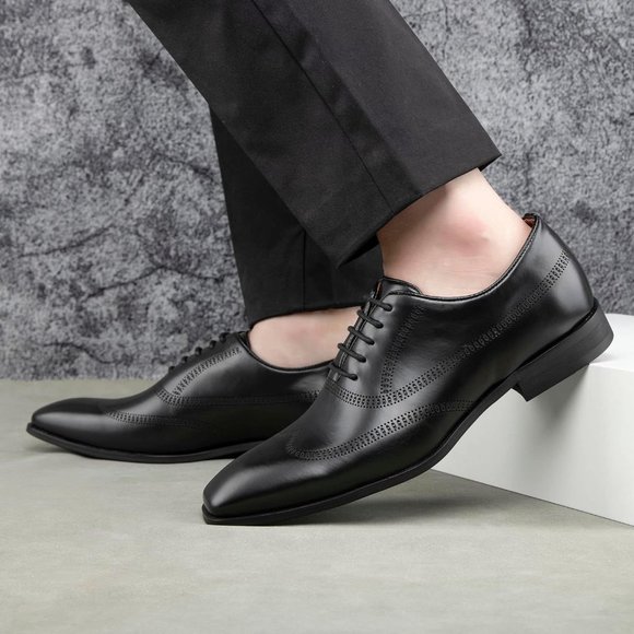 Men\'s Black Oxfords Luxury Business Casual Shoes Men\'s Lace-up Fashion Shoes main image 6